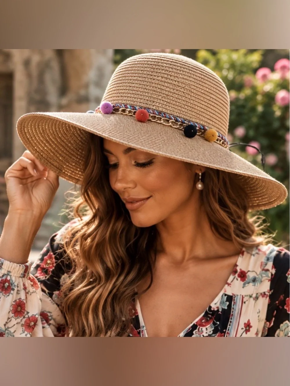 Women’s Wide Brim Straw Sun Hat - Natural